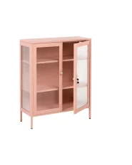 Vetrina in vetro HARLYN  90 cm Metallo Rosa pesca_1160978