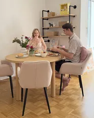 Set di 2 sedie da pranzo ALDEN Bouclé Beige chiaro_1020498
