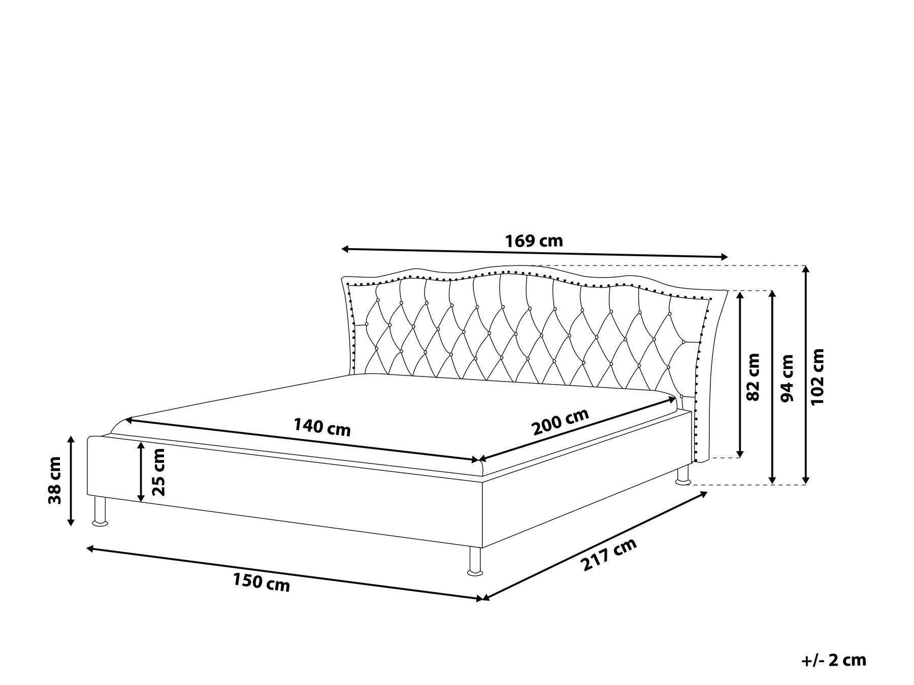 Bed Faux Leather METZ 140 x 200 cm (EU Double) Black_799766