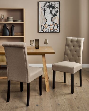 Set of 2 Fabric Dining Chairs Taupe MELVA