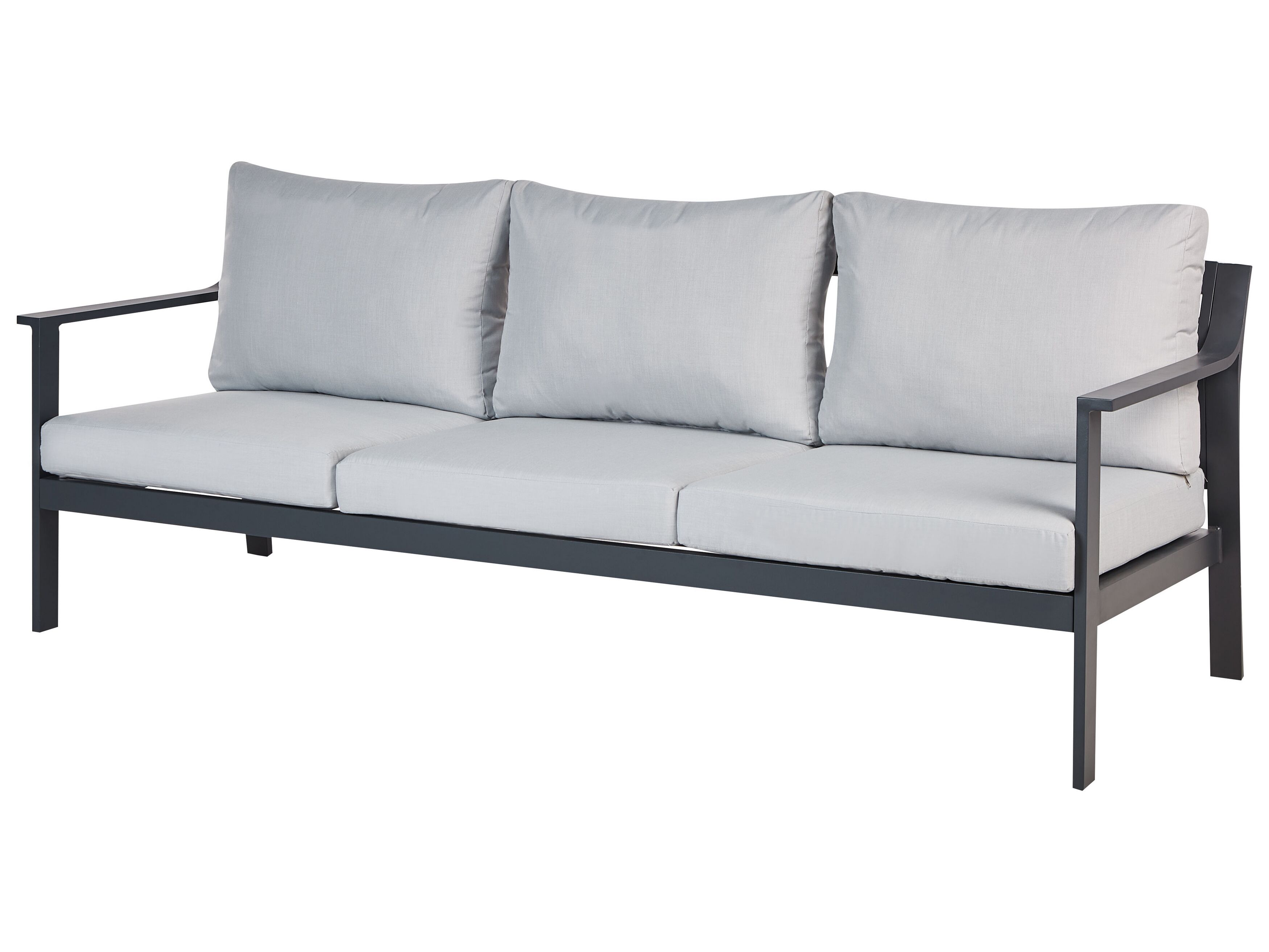 Garden Sofa 3 Seater KIATO Metal Light Grey | Beliani.co.uk