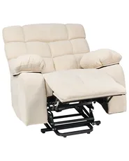 Electric Recliner Chair ARES with Footrest Fabric Light Beige_938684