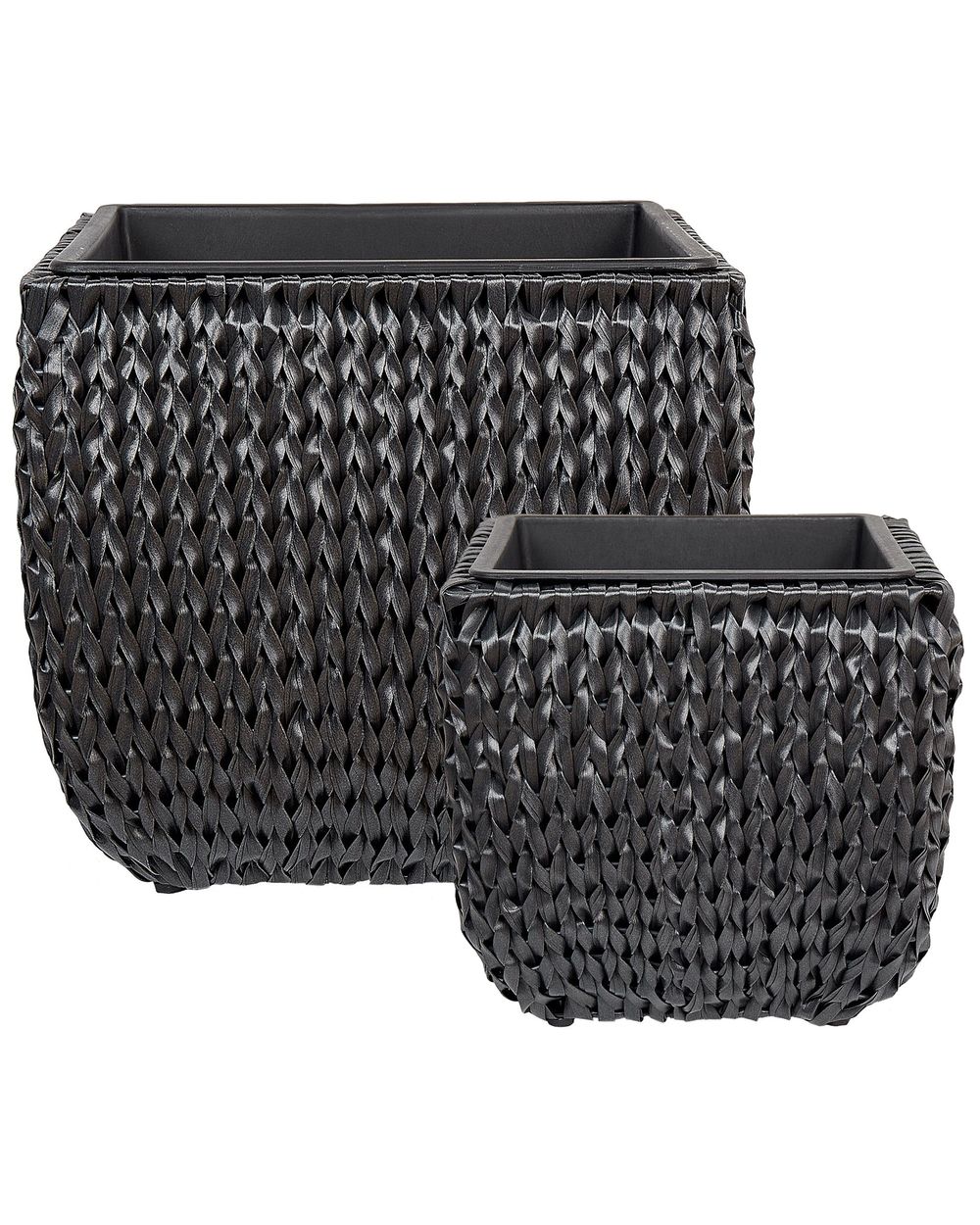 Set of 2 Plant Pots BERBERIS 34/45 cm PE Rattan Black