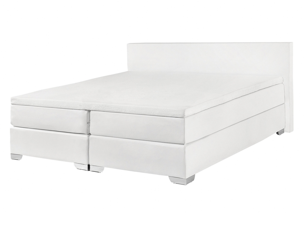 Divan Bed Faux Leather PRESIDENT 140 x 200 cm EU Double White Beliani.no
