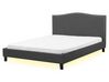 Fabric EU King Size Bed White LED Grey MONTPELLIER_708562