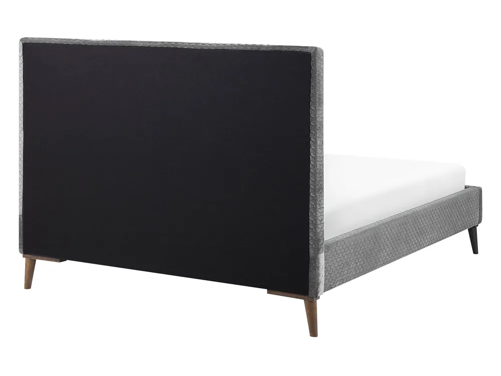 Bett mit Lattenrost Samtstoff BAYONNE 140 x 200 cm Hellgrau_770902