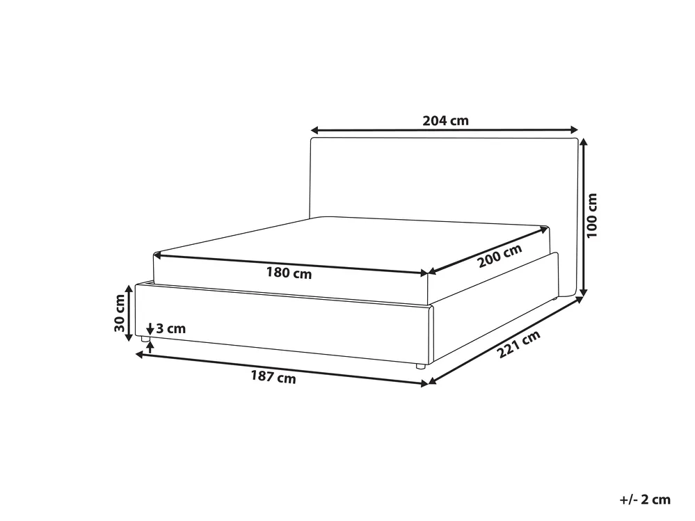 Waterbed Boucle LAVAUR 180 x 200 cm (EU Super King) Off-White_985869