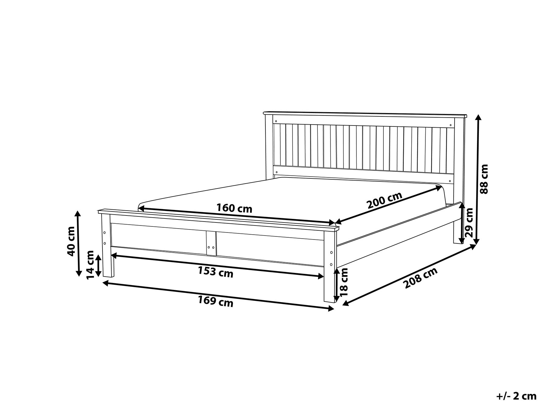 Bett mit Lattenrost Kiefernholz MAYENNE 160 x 200 cm Dunkelbraun_876591