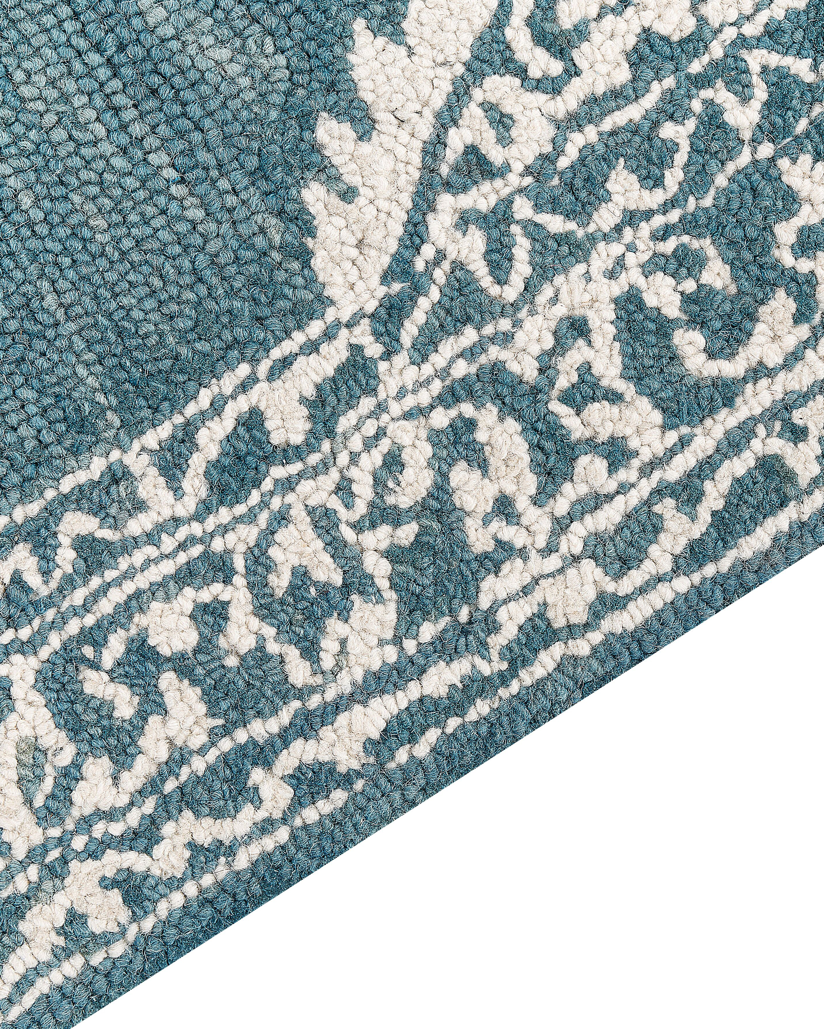 Vlněný koberec 200 x 200 cm bílý/modrý GEVAS_836867