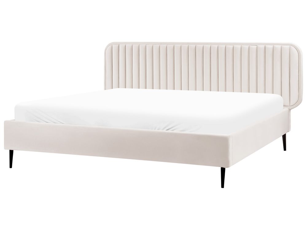 Cama Veludo BRIN 180 x 200 cm Creme