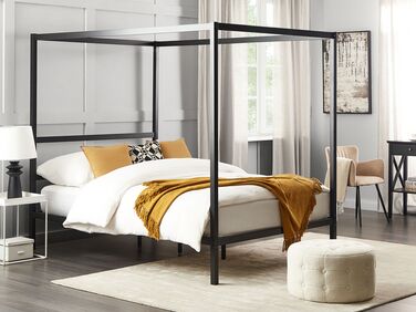 Metal EU Double Size Canopy Bed Black LESTARDS 