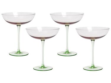 Set of 4 Martini Glasses 25 cl Pink and Green DIOPSIDE