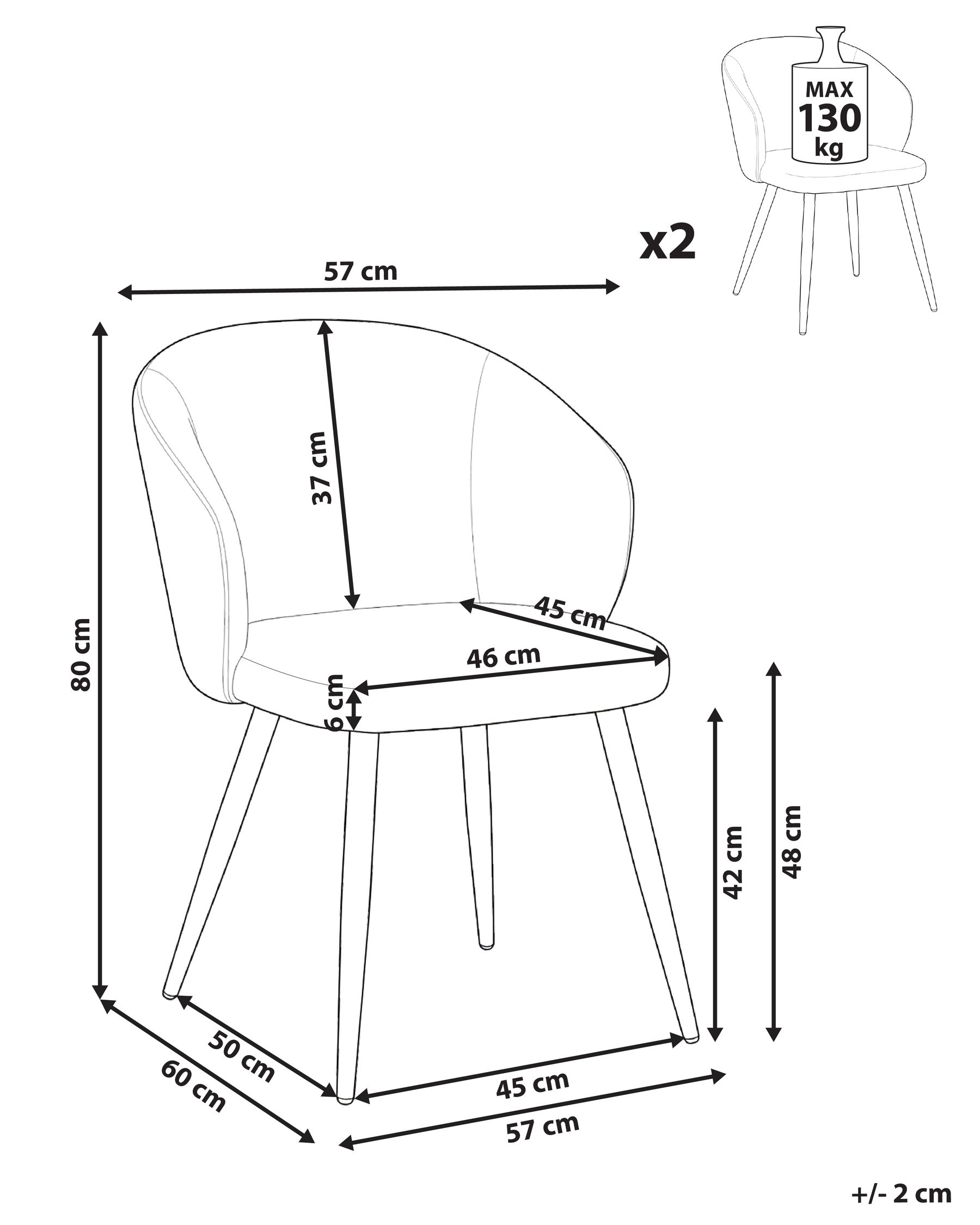 Set of 2 Dining Chairs MOUNDVILLE Fabric Off-White_1055279