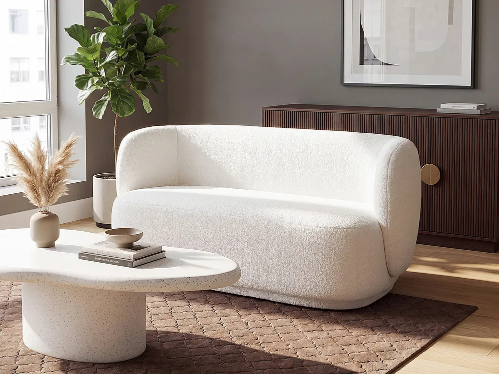 Sofa 3 Seater MELLOSA Boucle White