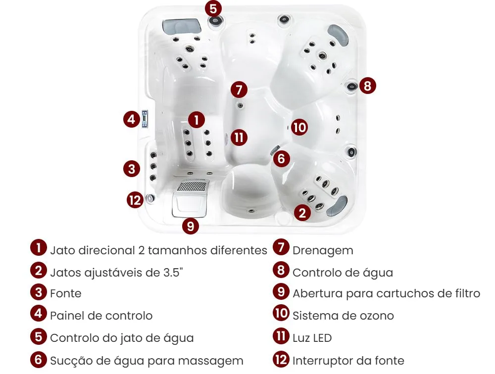Banheira de hidromassagem com LED para exterior CALIMA Branco_967608
