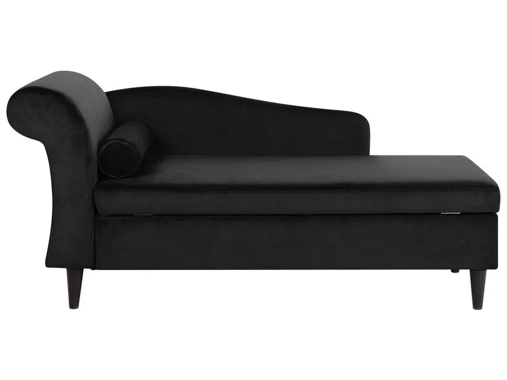 Left-Hand Chaise Longue LUIRO with Storage Velvet Black
