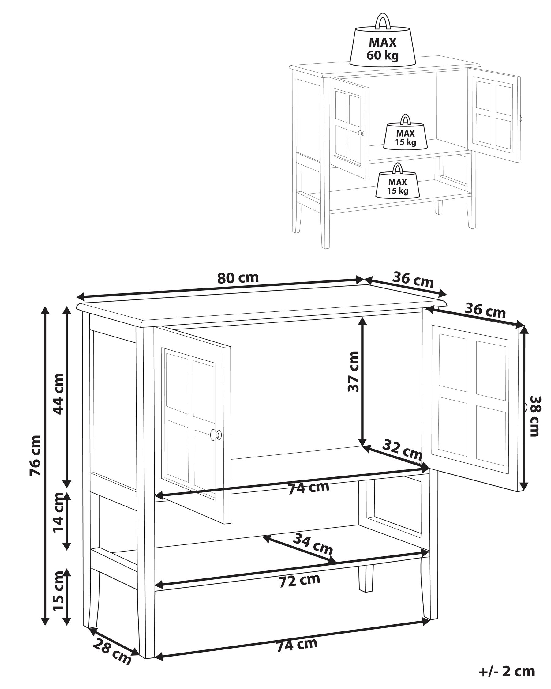 2 Door Sideboard with Glass Display White INLET_968080