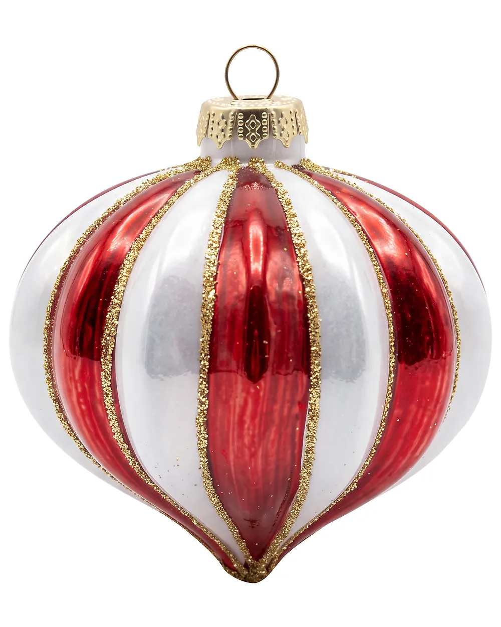 Set of 12 Baubles NORTHGLOW Glass Red/White_1192121