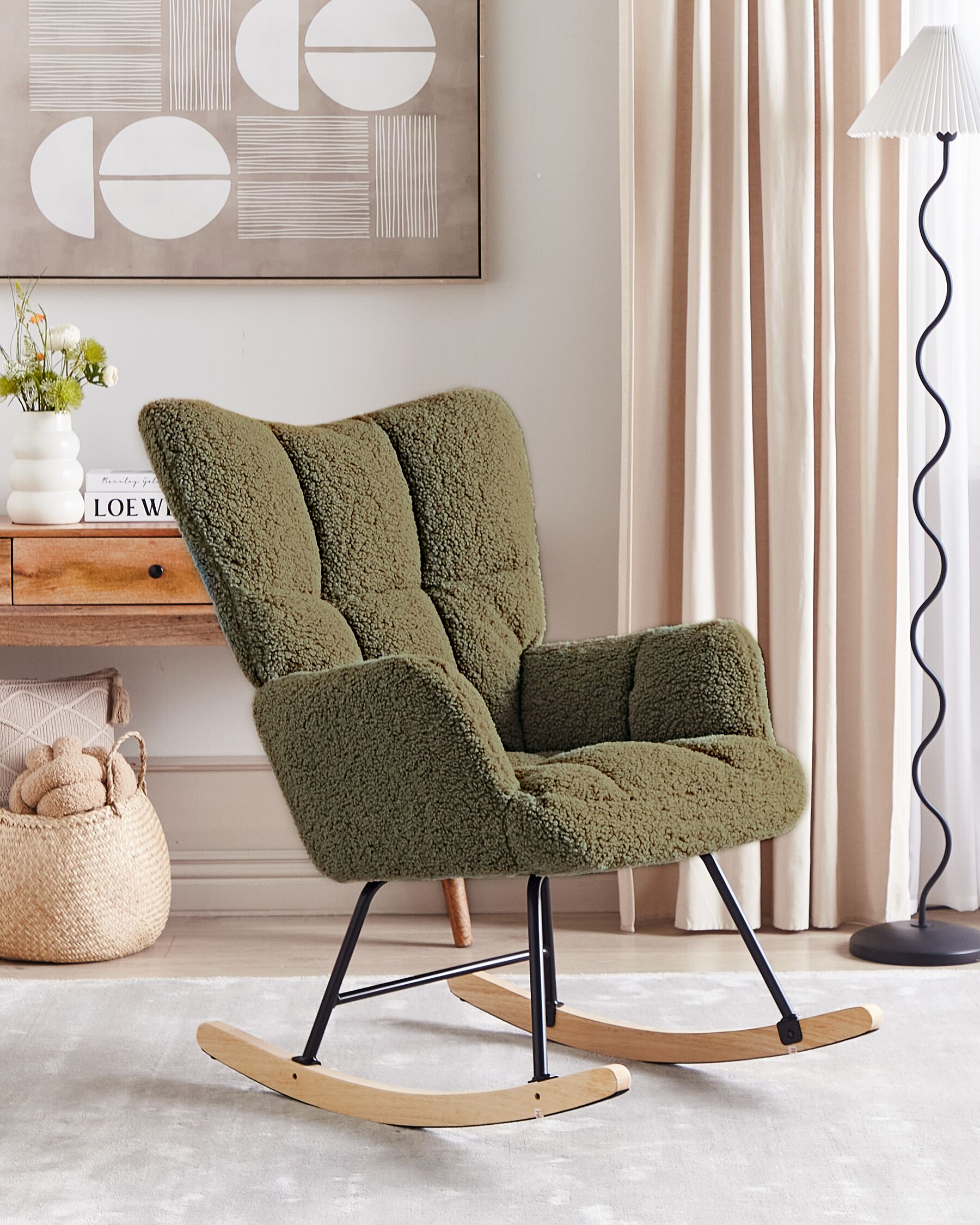 Boucle Rocking Chair Dark Green OULU_914740