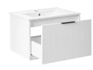 Wall Mounted Vanity Unit with Basin with Black Handle TILCARA White_1005974