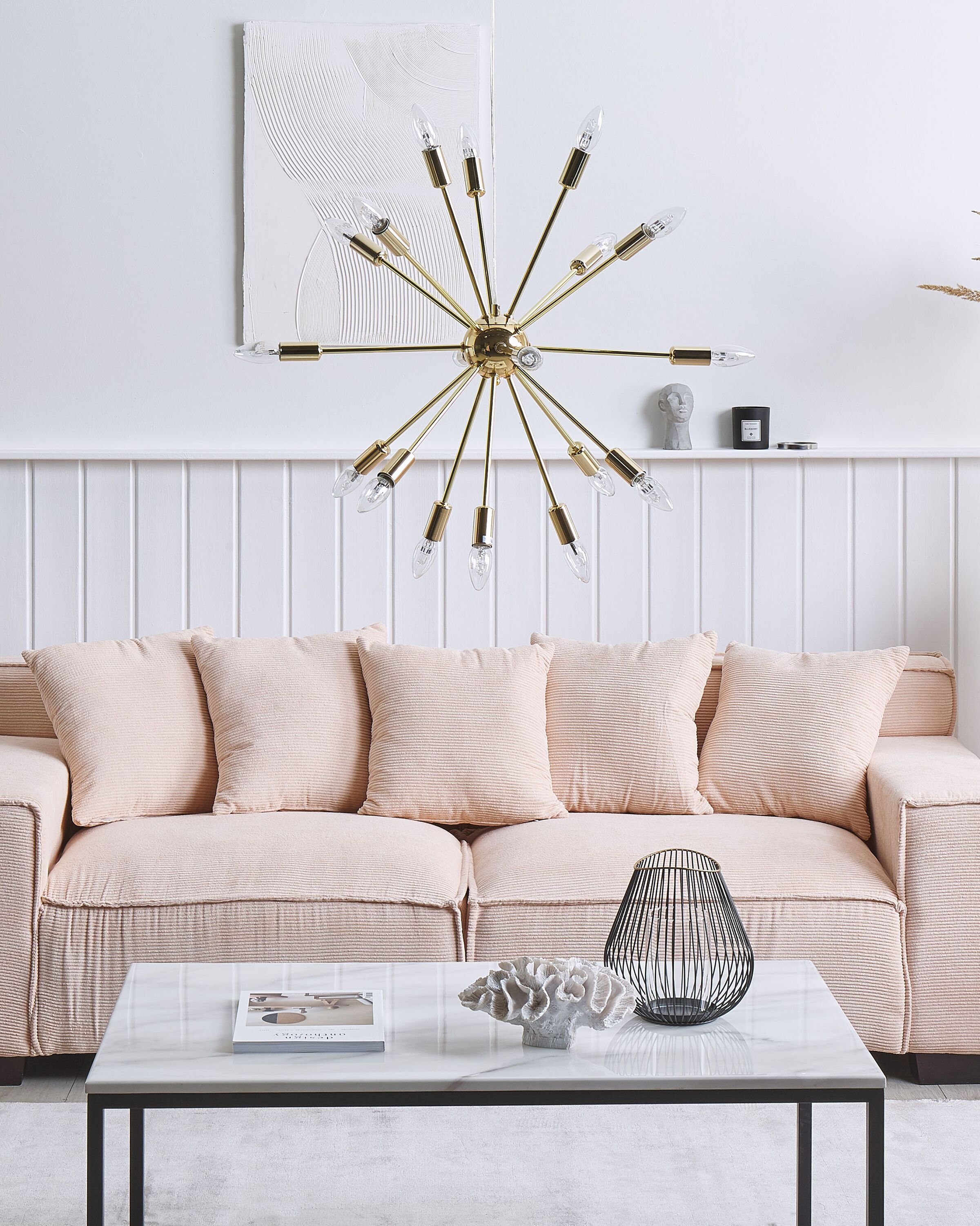 Pendelleuchte Aus Eisen In Gold – Für 18x E14 Leuchtmittel, Industriestil, 149 Cm Hoch