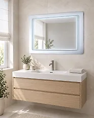 LED Bathroom Mirror WASSY 80 cm 60 cm Silver_1179491