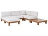 Lounge Set Aluminium heller Holzfarbton 5-Sitzer modular Auflagen weiss SANZA_932435