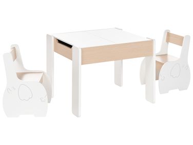 Set Tavolo E 2 Sedie Per Bambini Puecrof - Legno Di Betulla, Van Portaoggetti, 106x58 Cm - Foto 3