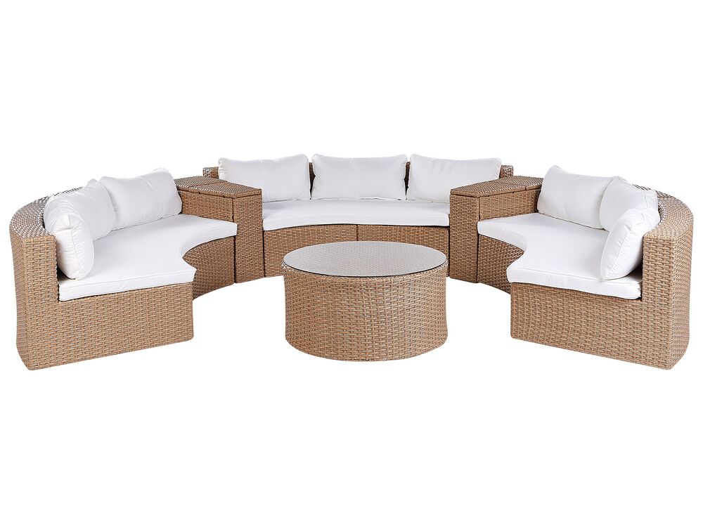 Lounge Set SEVERO PE Rattan Sand Beige 9 Seater Beliani.cz