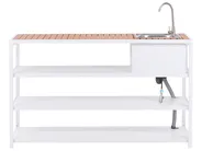 Outdoor Kitchen Island with Sink AVETRANA Brown/ White Metal_987263