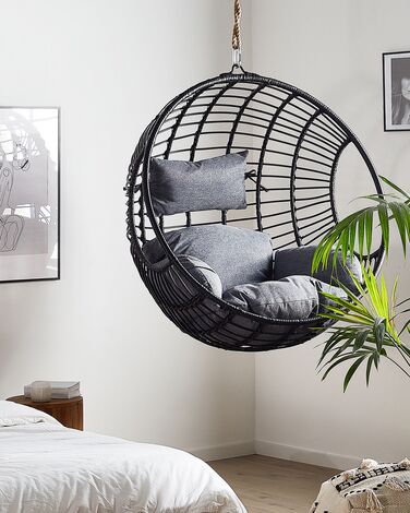 PE Rattan Hanging Chair Black ASPIO