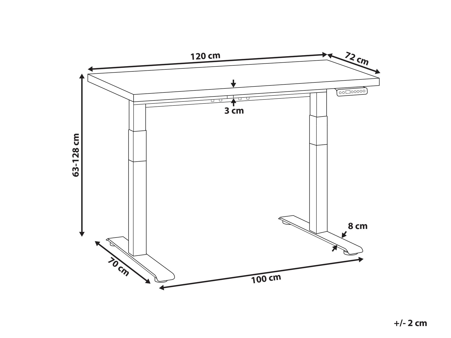 Biurko regulowane elektrycznie DESTINES 120 cm 72 cm Biały_899302