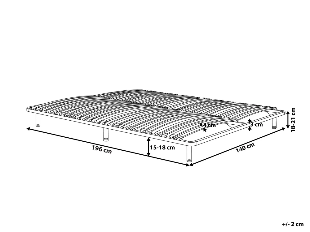 Freestanding Slatted Bed Base COMBOURG 140 x 200 cm (EU Double)_678997