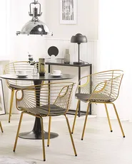 Set of 2 Dining Chairs HOBACK Metal Gold_775456