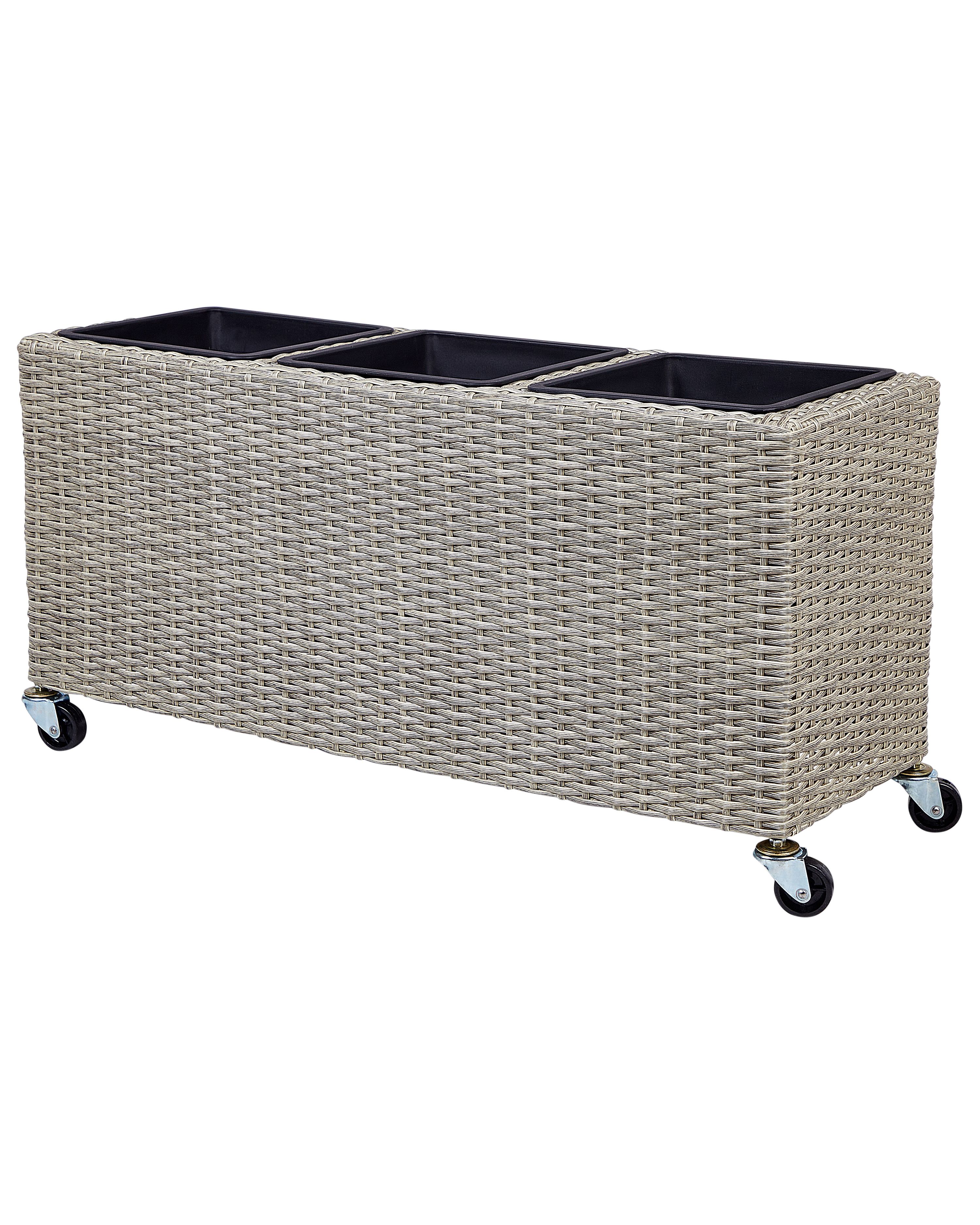 Blumenkübel Ca. 11,5 L In Rattan-Optik – Quadratisch, Mit Pflanz-Einsatz, Beige/mocca, Für Terrasse & Wohnbereich