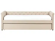 Lit gigogne Tissu LIBOURNE 90 x 200 cm Beige_729652