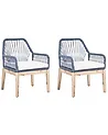 Set of 2 Garden Chairs with Cushions OLBIA Navy Blue