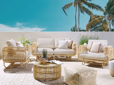 Sofa Set DOLCEDO Rattan Beige 4 Seater Beliani