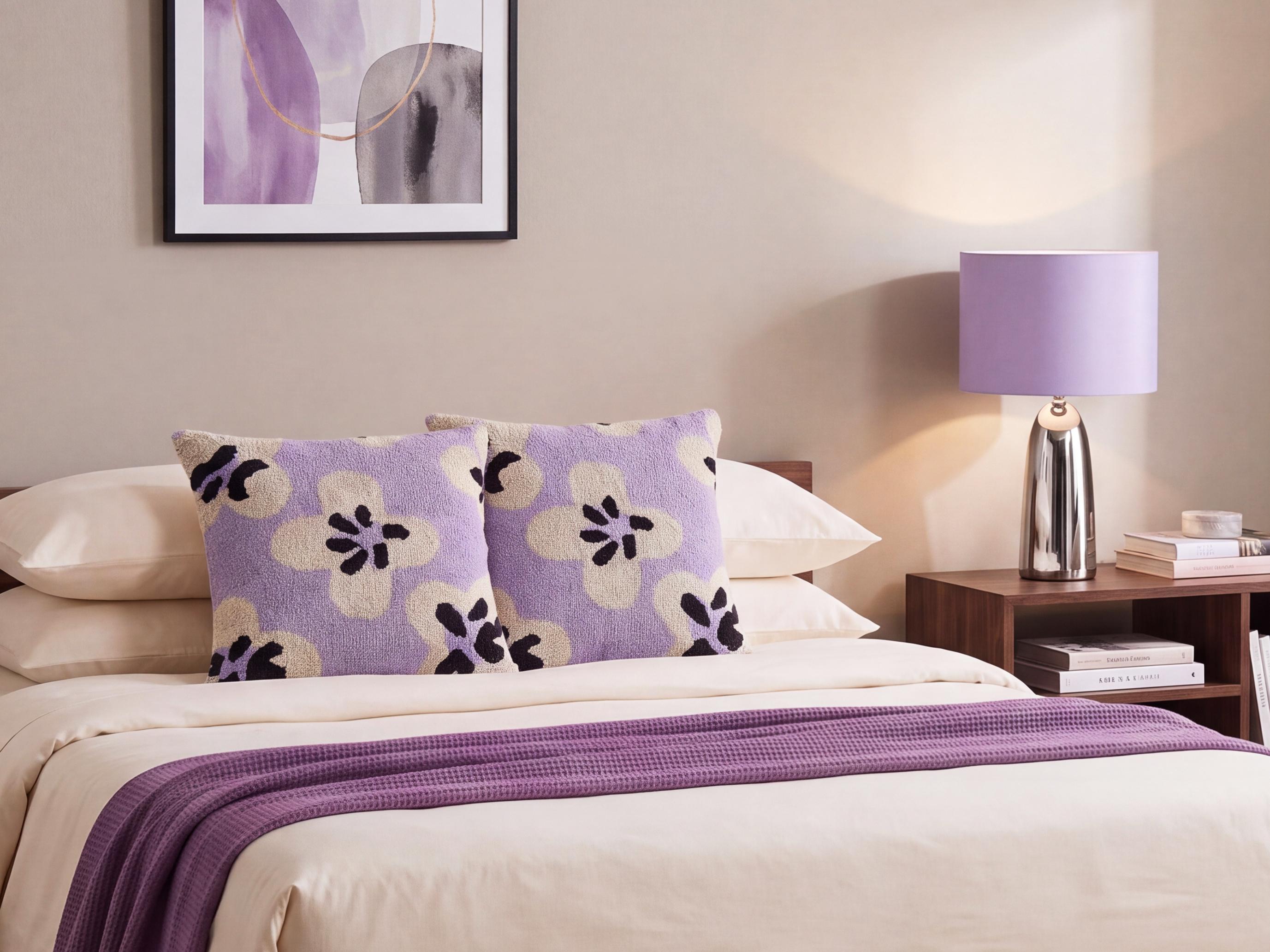 Set of 2 Decorative Cushions SOAPWORT 45 x 45 cm Cotton Purple