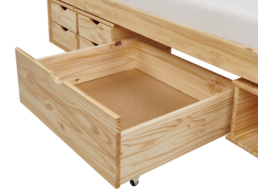 Wooden EU Single Bed with Storage 90 x 200 cm Light Wood ROYVILLE Beliani
