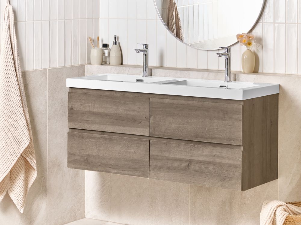 Mobile lavabo doppio a parete VIEDMA Tortora