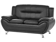Sofa 2 Seater LEIRA Faux Leather Black_1058527