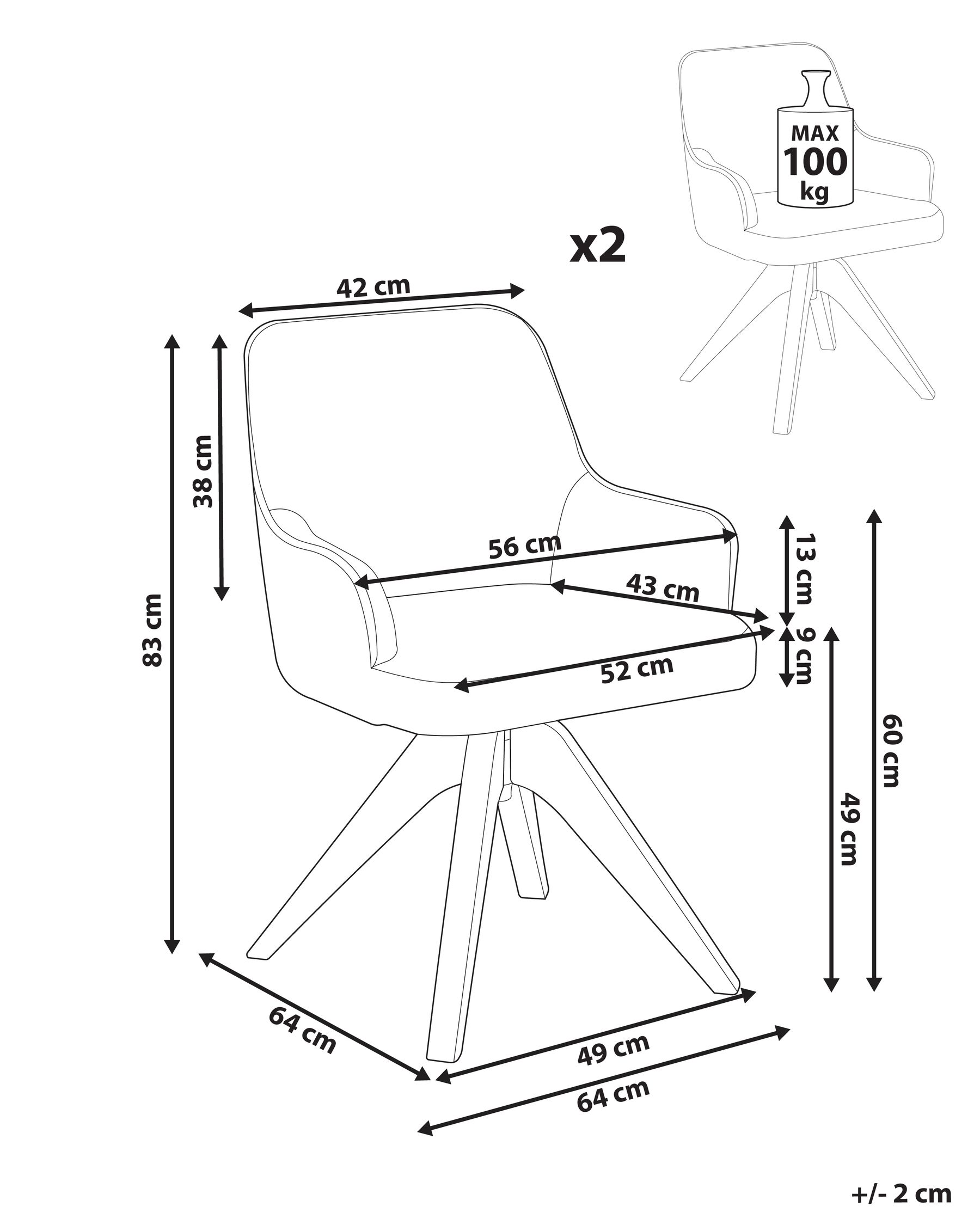 Set of 2 Dining Chairs Swivel SYLVANIA Boucle Off-White_1038124