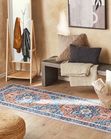 Runner Rug 80 x 300 cm Blue and Orange RITAPURAM