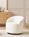 Boucle Swivel Armchair White DAVIK_875279