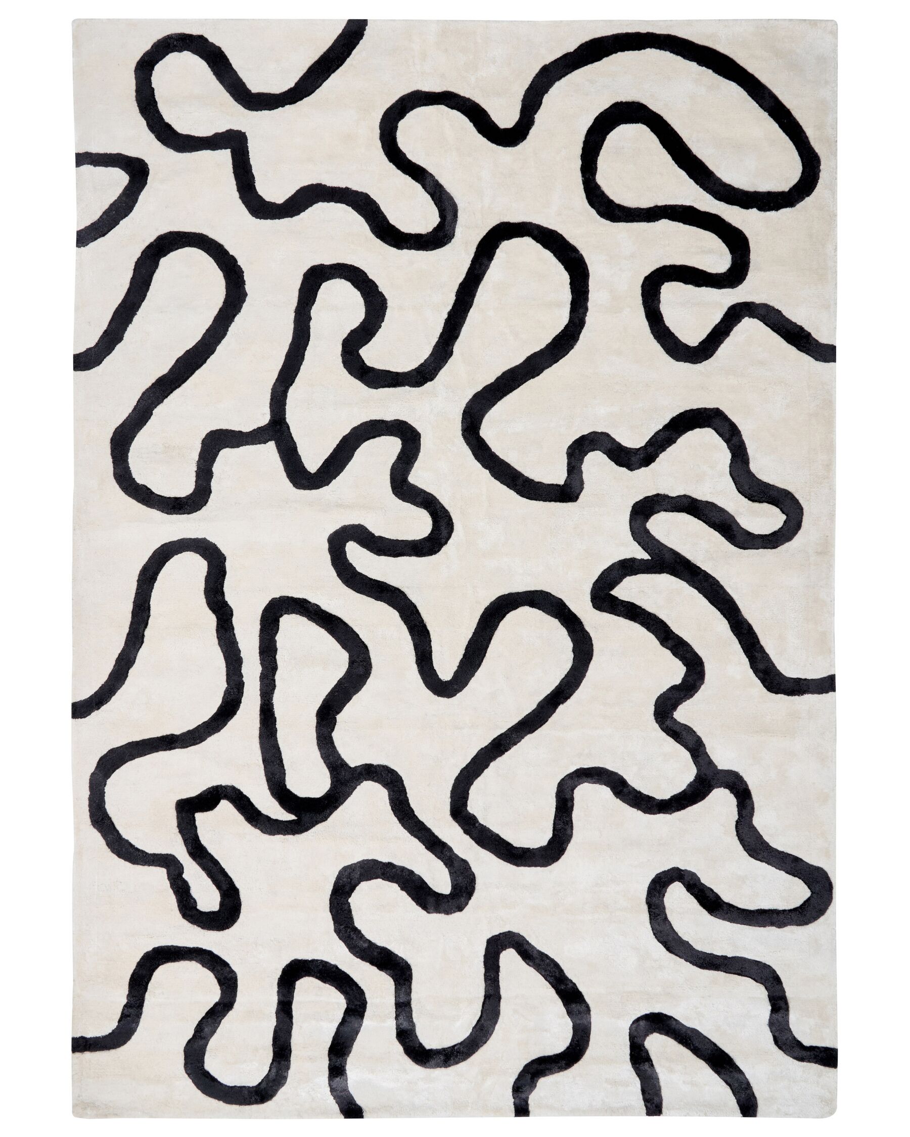 Teppich Viskose weiss / schwarz 160 x 200 cm abstraktes Muster Kurzflor KAPPAR_903981