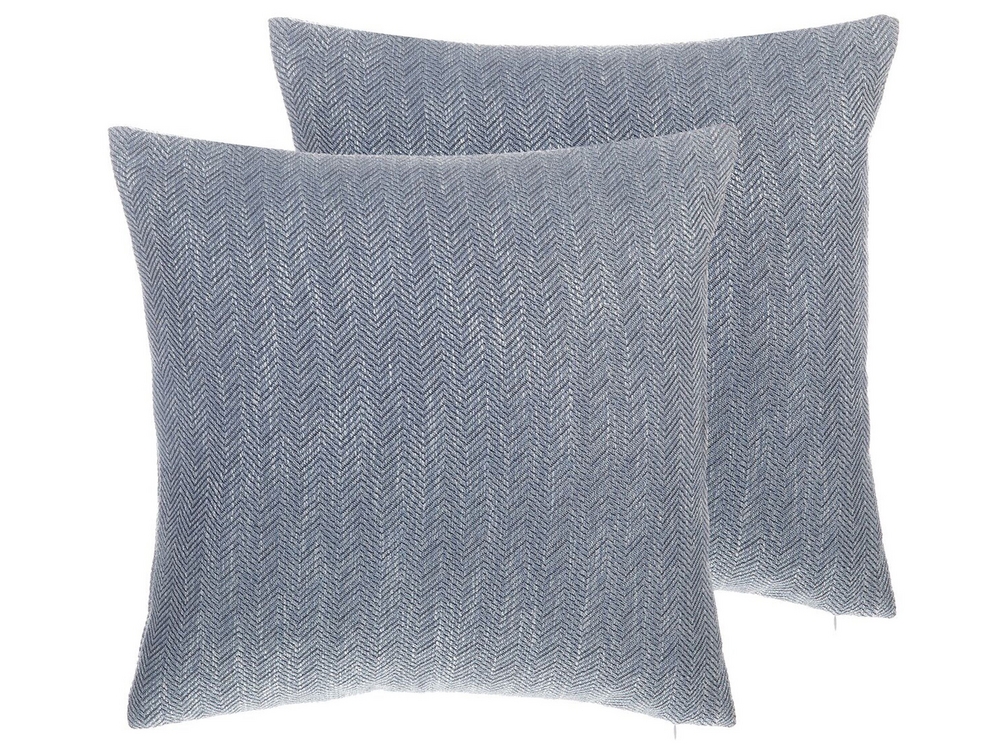 Set of 2 Cushions Chevron Pattern 45 x 45 cm Grey LUPINE Beliani