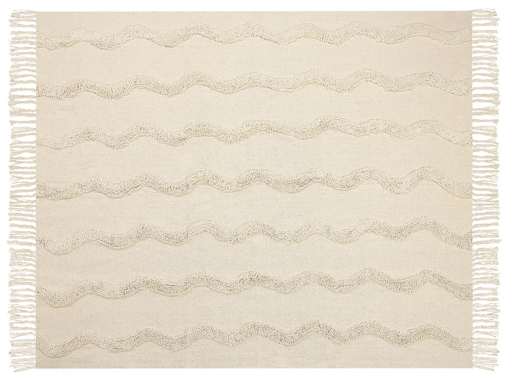 Blanket KHARI Cotton 125 x 150 cm Light Beige_839562