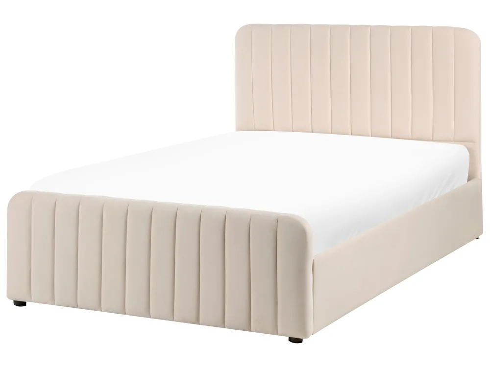 Ottoman Bed LUNAN Velvet Beige 120 x 200 cm (EU Small Double)_1051357