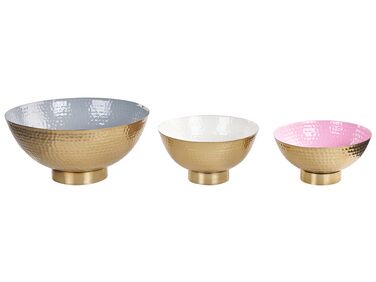 Set di 3 vassoi decorativi metallo dorato BARU